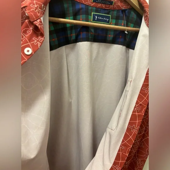 William Murray Men's Geometric Short Sleeve Button Down Golf Shirt XL Football - Picture 10 of 10